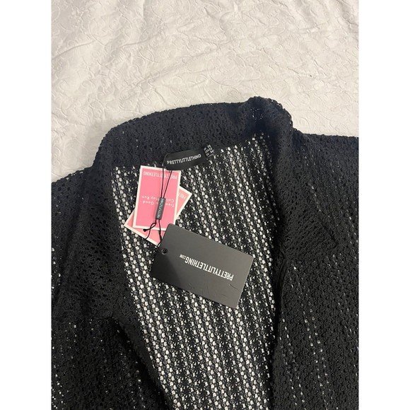 Black cut out crotchet cover up crop beach top by Prettylittlething XXL BNWT - Picture 2 of 9